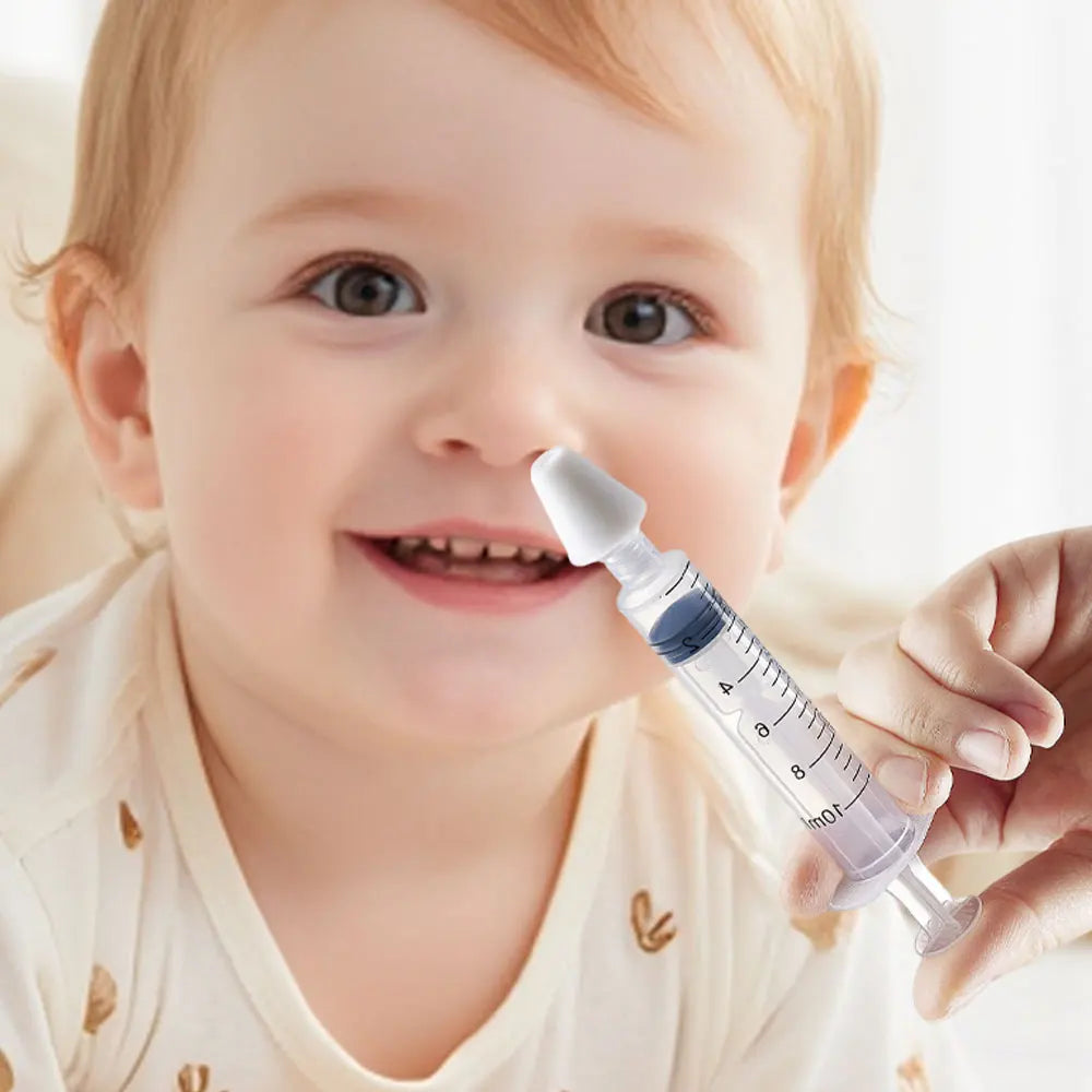 1/2pcs Needle Tube Soft Silicone Baby Nasal Aspirator with Spray Tips Portable Quick Rinse Baby Nasal Irrigator Nose Sucker