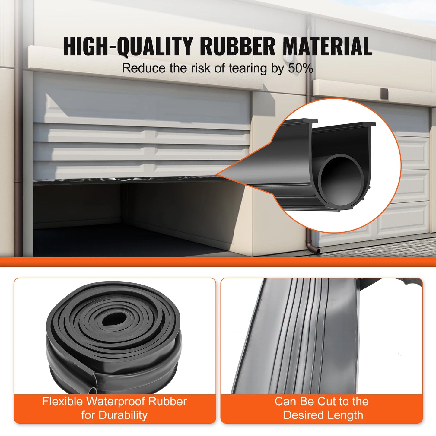 SucceBuy 3m  4.8m 6m Garage Door Seals Bottom Rubber U Shape +O Ring Garage Door Weather Stripping Universal Weatherproof Rubber