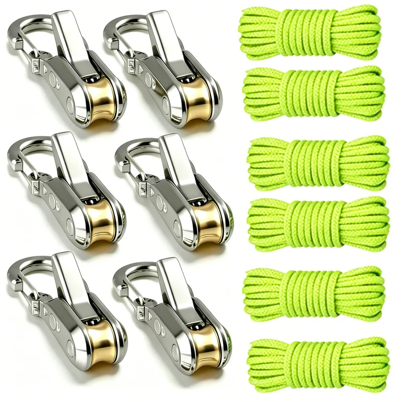 Rope fasteners and tensioners - High-strength retractable paracord with alloy carabiners and windproof binding straps