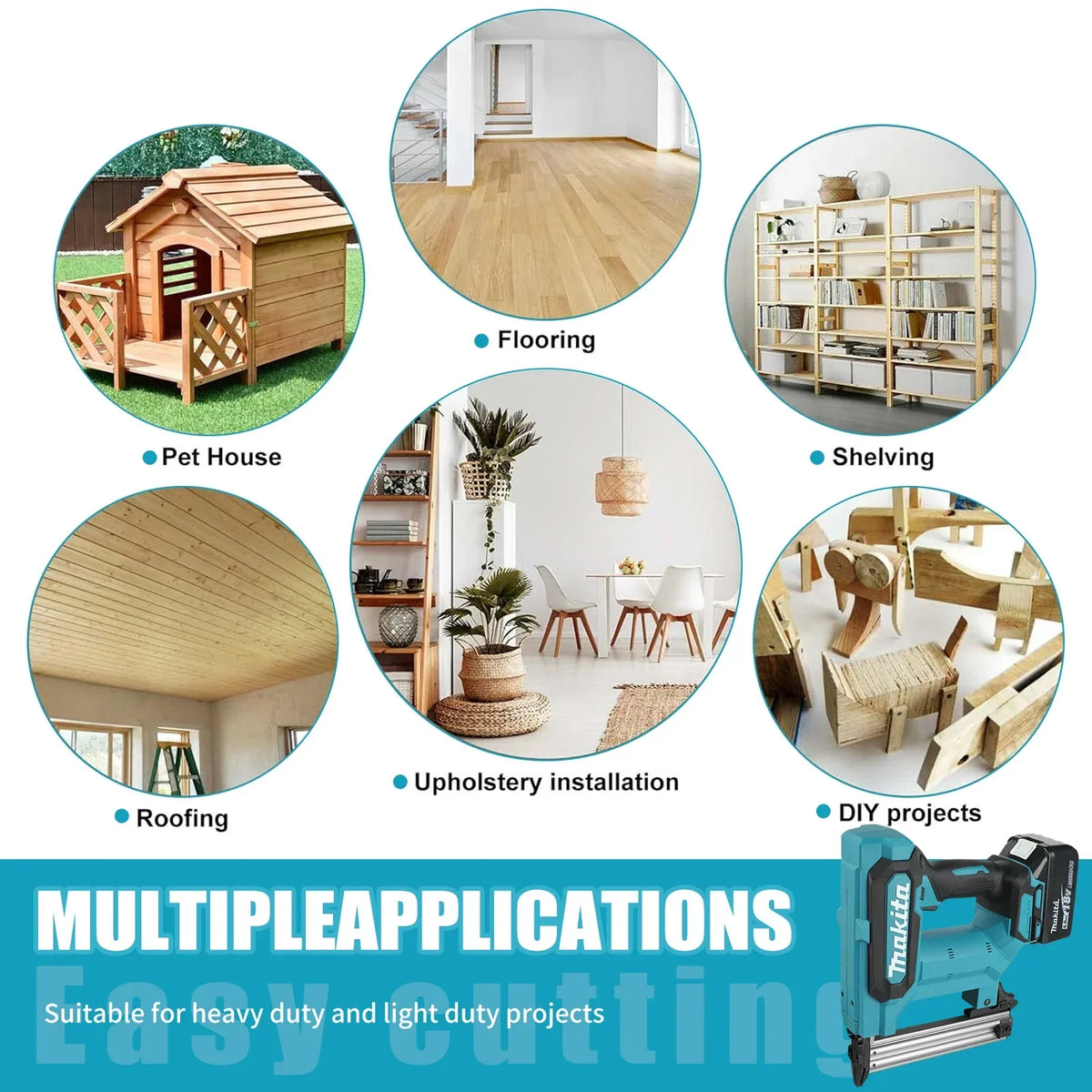 NEW Makita F30 18VCordless Nail Gun,Powered by 6.0Ah Lithium Battery,100 Nail Capacity,For Flooring Shelving & DIY Wood Projects