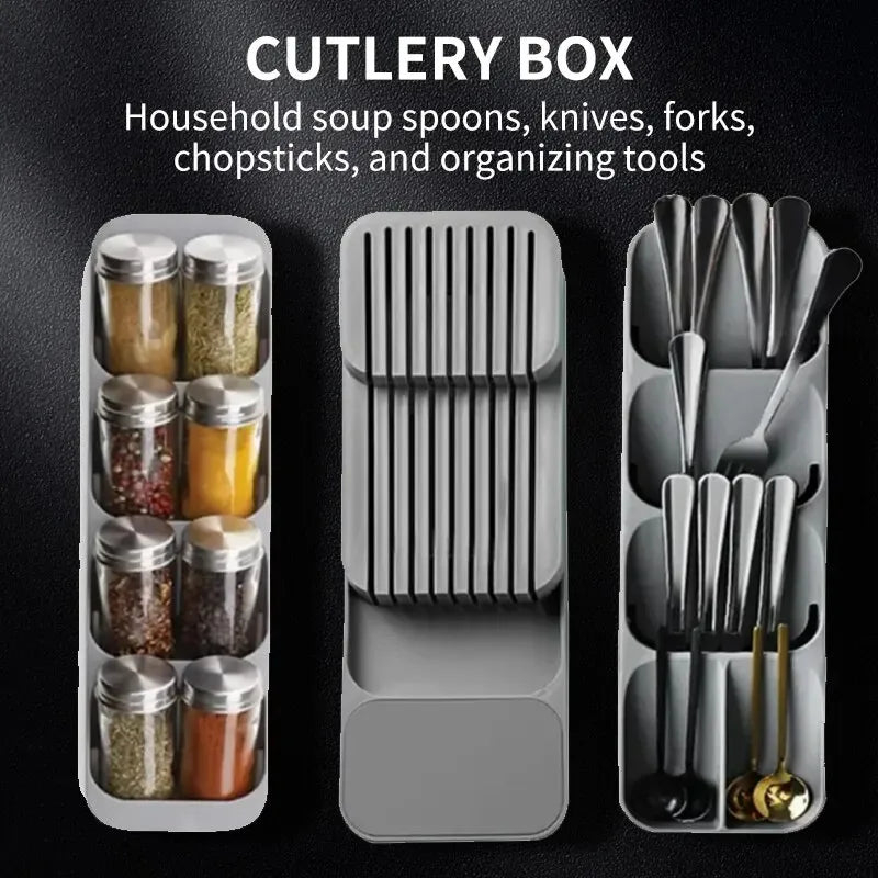 Knife Storage Box Kitchen Drawer Cutlery Storage Tray Knife Holder Organizer Knife Block Rack Storage and Drawer Organizer
