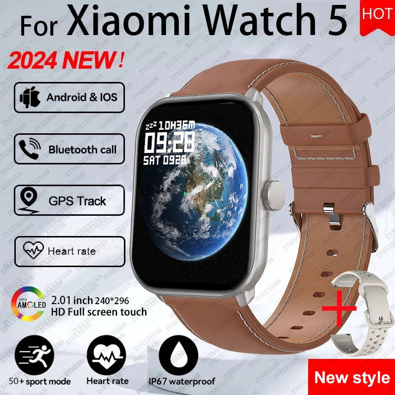 Watch 5 Smart Watch Men HD AMOLED Screen Fitness Tracker Heart Rate Bluetooth Call GPS Track Waterproof Sports SmartWatch Women