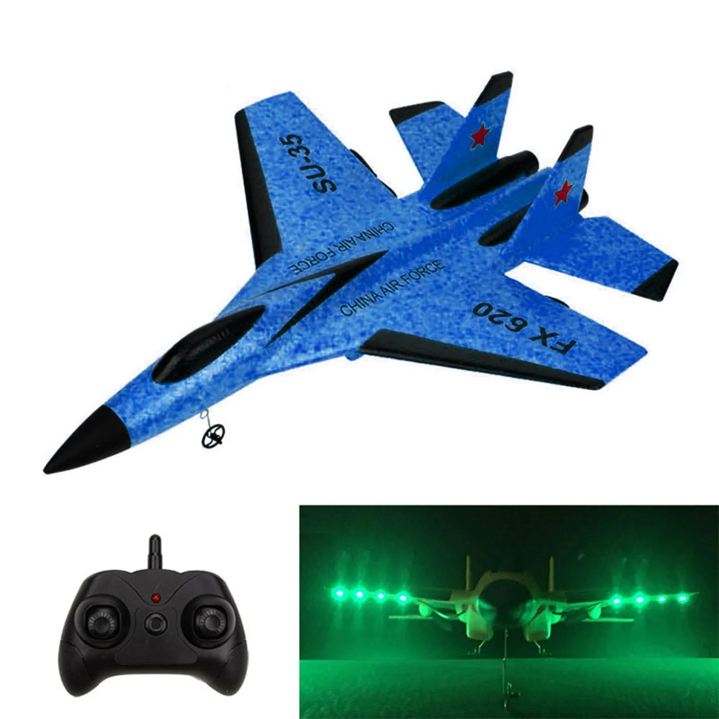 NEW RC Airplane 2.4GHz RC Plane Gliding SU-35 Aircraft Model EPP Flight Toys 3-axis Gyro Stability for Adults Kid Boy 2 Battery