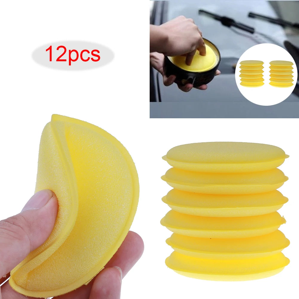 12pcs/lot Car Yellow Foam Waxing Pads Applicator Polish Vehicle Sponge