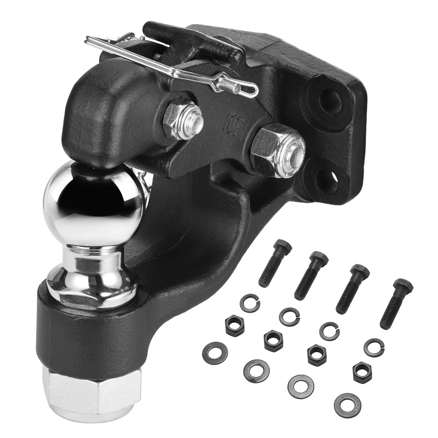 SucceBuy 20000lbs Trailer Hitch Receiver Pintle Hook Combination 2in&2-5/16in Hitch Ball fits for 2.5-3in Lunette Ring for Truck
