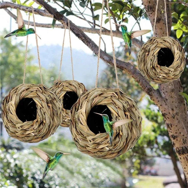 Birds Nest Bird Cage Grass Egg Cage Bird House Outdoor Decorative Weaved Hanging Parrot Nest Houses Pet Bedroom