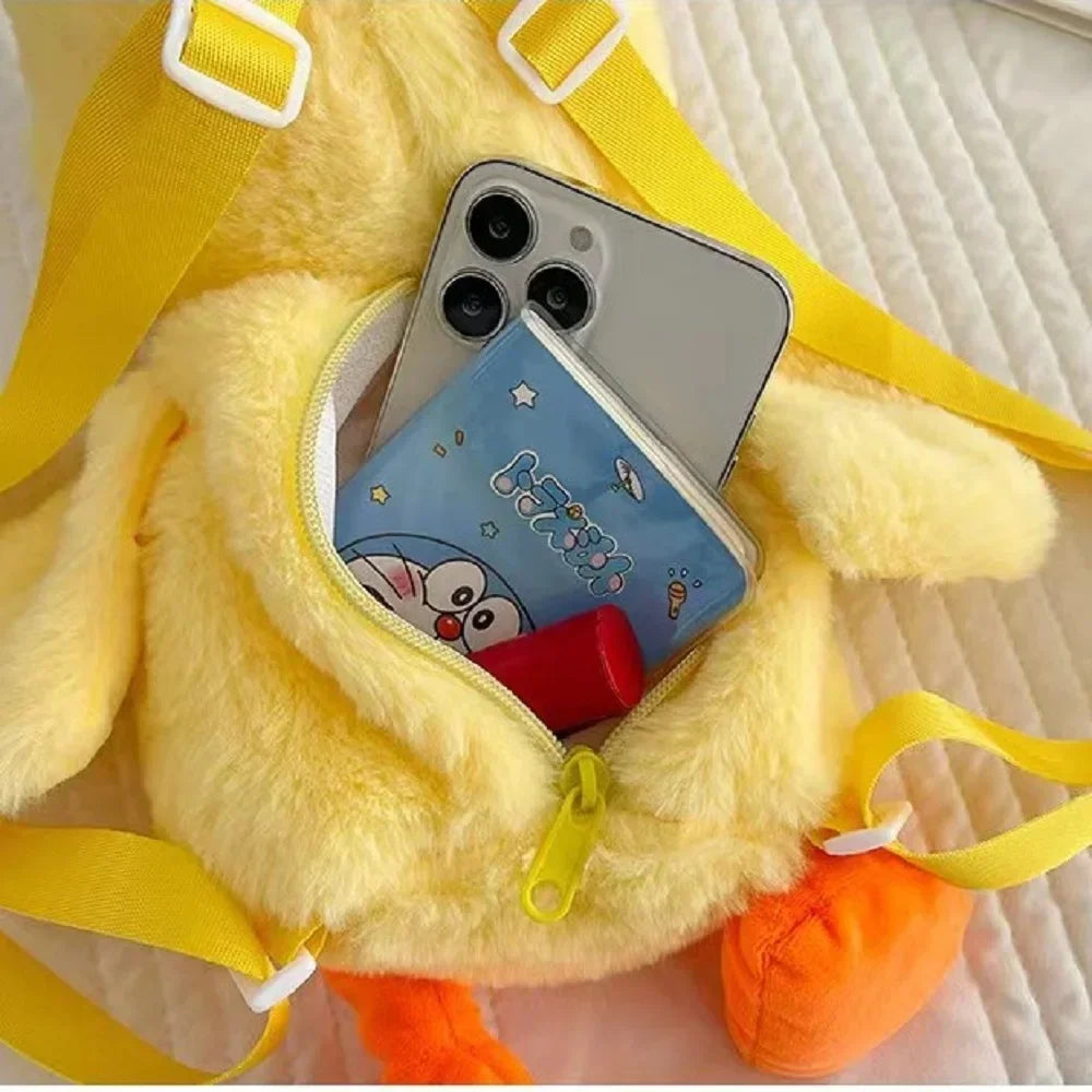 33cm Small Yellow Duck Plush Backpack Kawaii Stuffed Animal Duck Bag Cartoon Cute Soft Schoolbag Girls Boys Girls Gifts