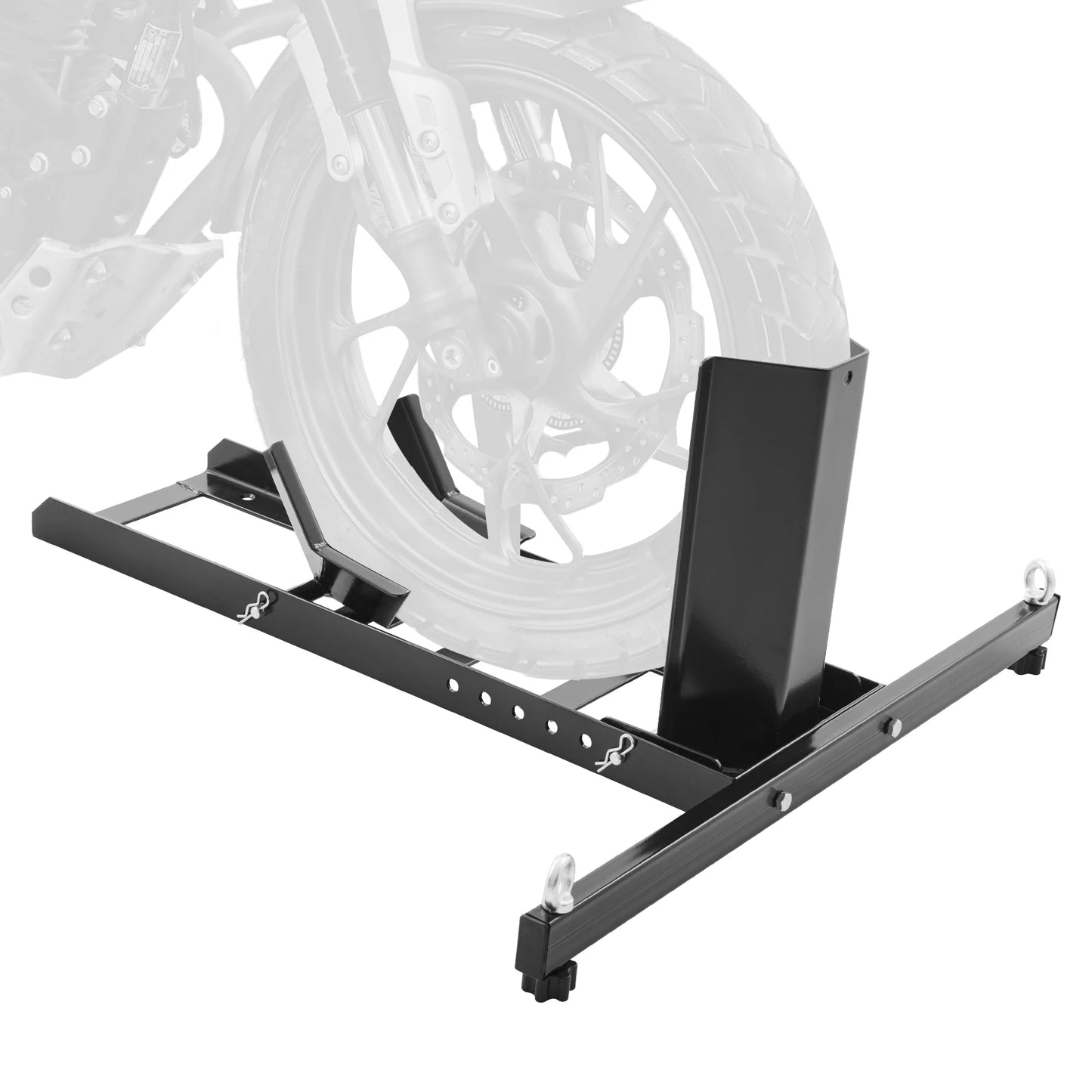 SucceBuy Motorcycle Wheel Chock Upright 1800lbs Heavy duty Steel Motorcycle Front Wheel Stand with Adjustable Hole For Motorbike