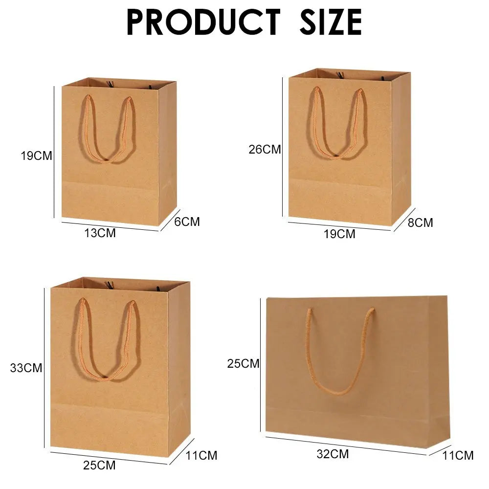 50pcs Bulk Kraft Paper Bags Gift Shopping Carry Craft Brown Bag with Handles 260gsm
