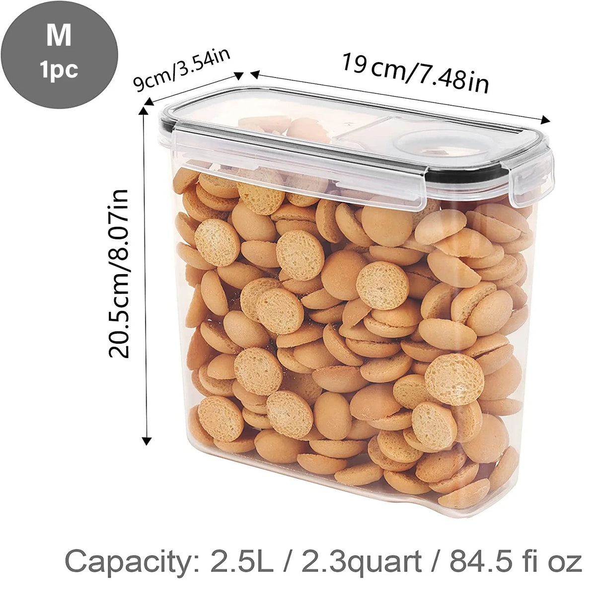 Cereal Containers Storage Set of 2/3/4  （2.5L 84oz）, Airtight Food Storage Containers for Kitchen & Pantry Organization, Cereal