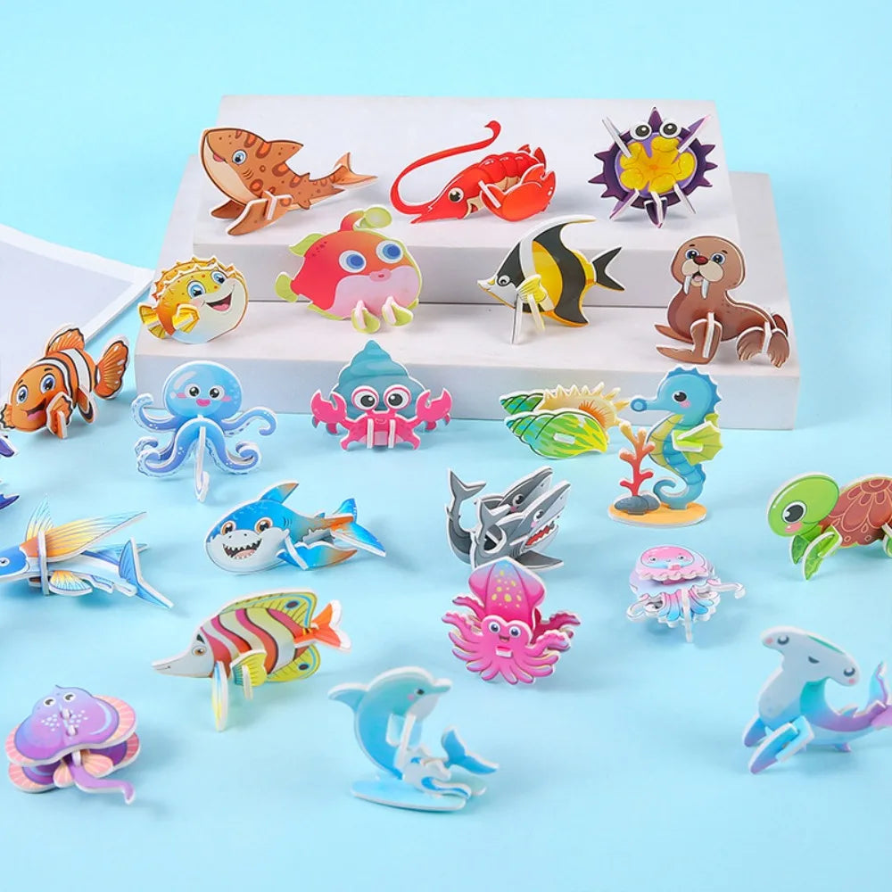 30pcs New Paper Jigsaw Puzzles 3D Early Education Puzzle Model Handmade Children's Toys Assembly Model Kids