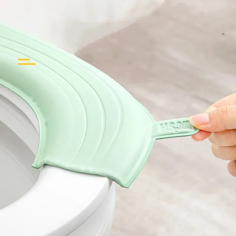 2Pc/Set Waterproof Toilet Seat Cover, Washable Universal Soft Toilet Seat Cushion, Solid Color Bathroom Accessories