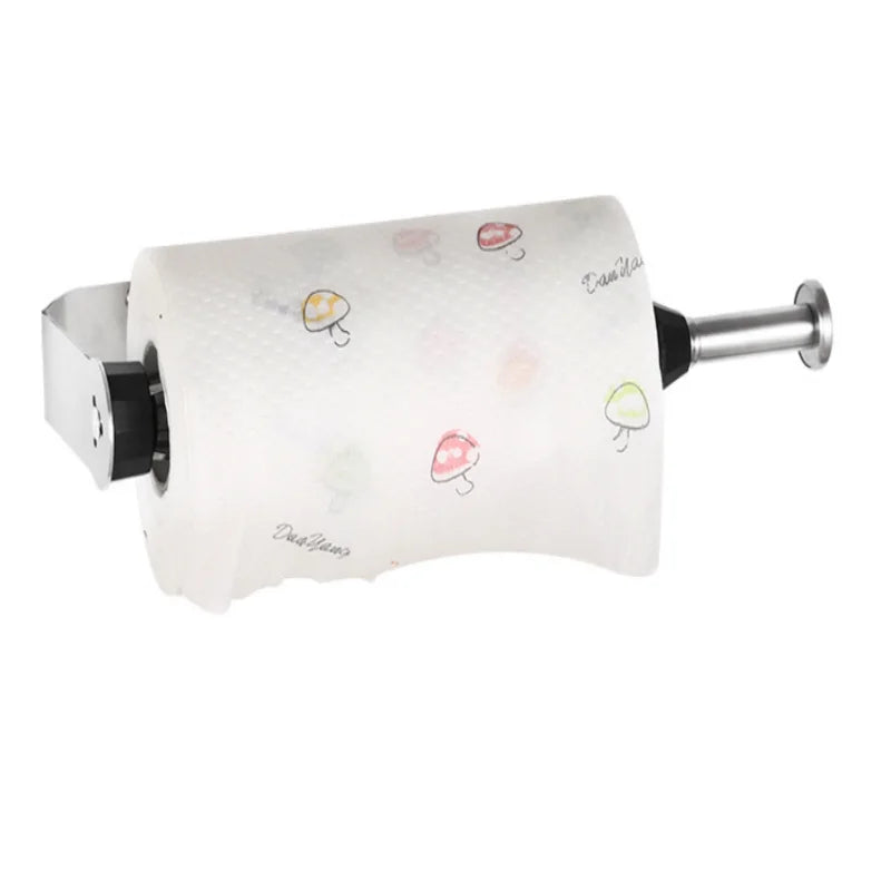 Premium Punch‑Free Stainless Steel Wall Mount Paper Towel Holder, Adhesive No‑Drill Storage Organizer for Bathroom Toilet Tissue