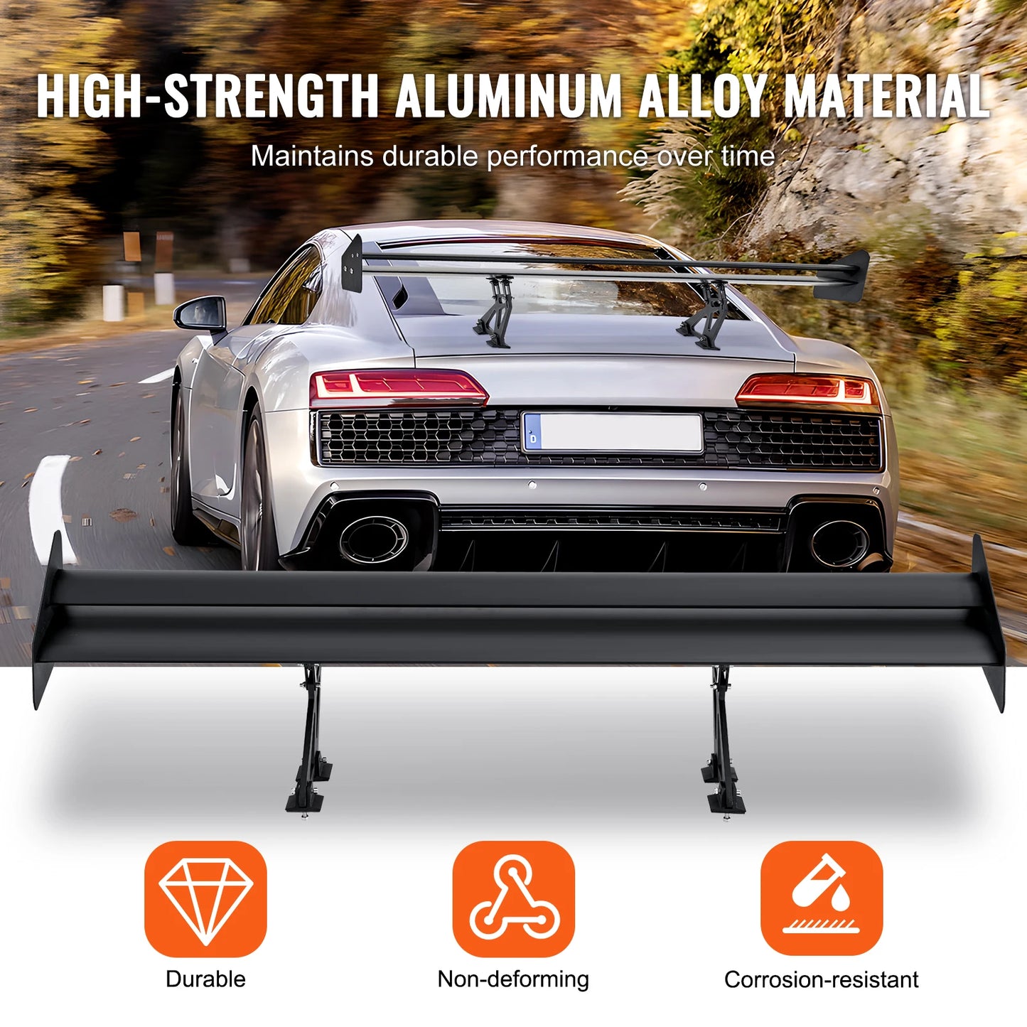 SucceBuy GT Wing Car Spoiler 53.1 inch Universal Spoiler with Double Deck Car Rear Spoiler Wing, Racing Spoiler BGW/JDM Drift