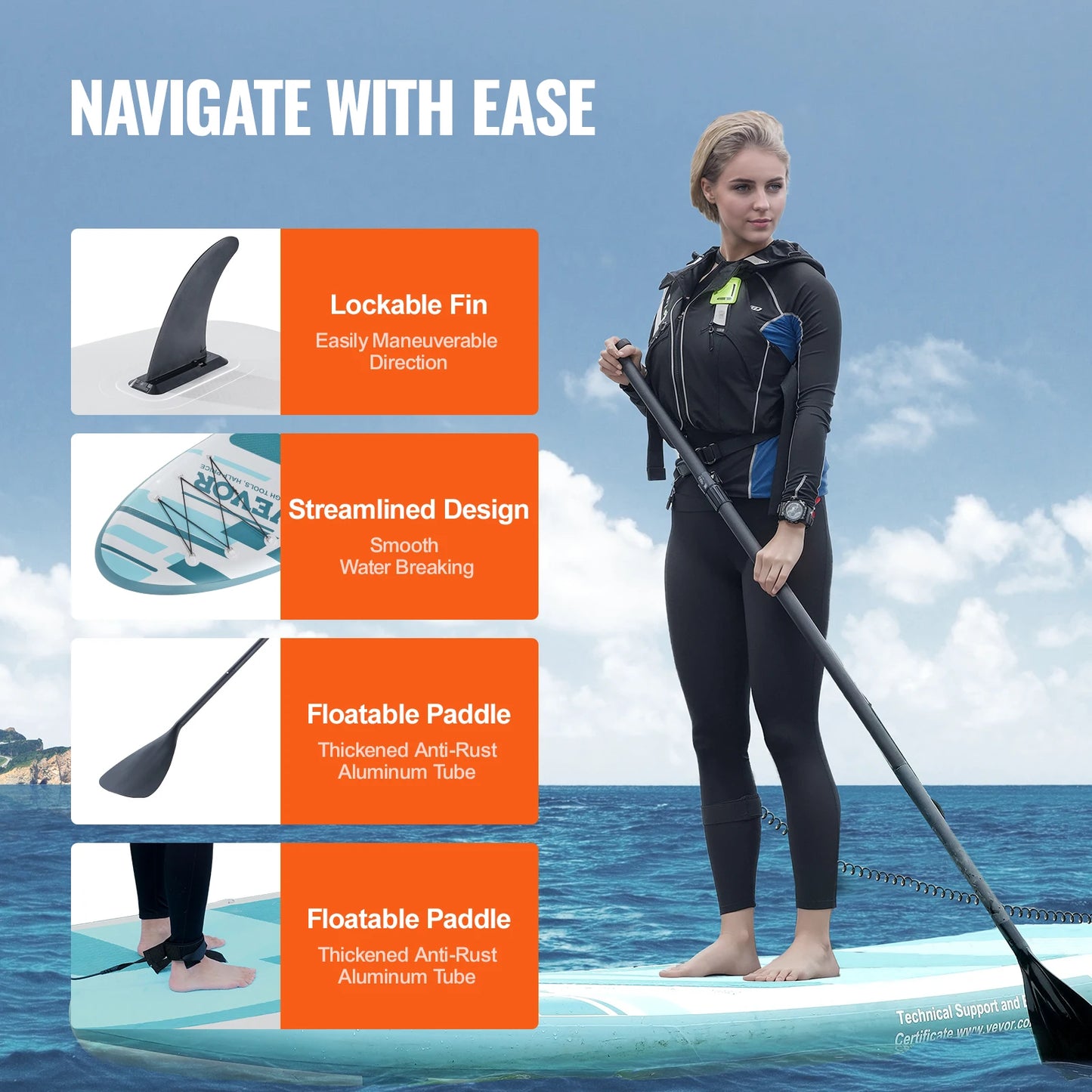 SucceBuy Inflatable Stand Up Paddle Board 10' x 33" x 6"Wide SUP Paddleboard w/ Board Accessories Non-slip Deck for Youth &Adult