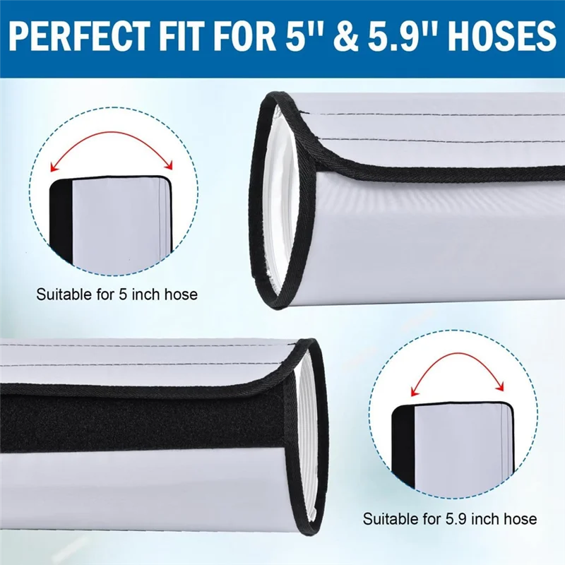AAAN-Portable Air Conditioner Hose Cover For 5" & 5.9" Diameter Easy Installation For Heat Reduction AC Hose Insulated Cover Wra
