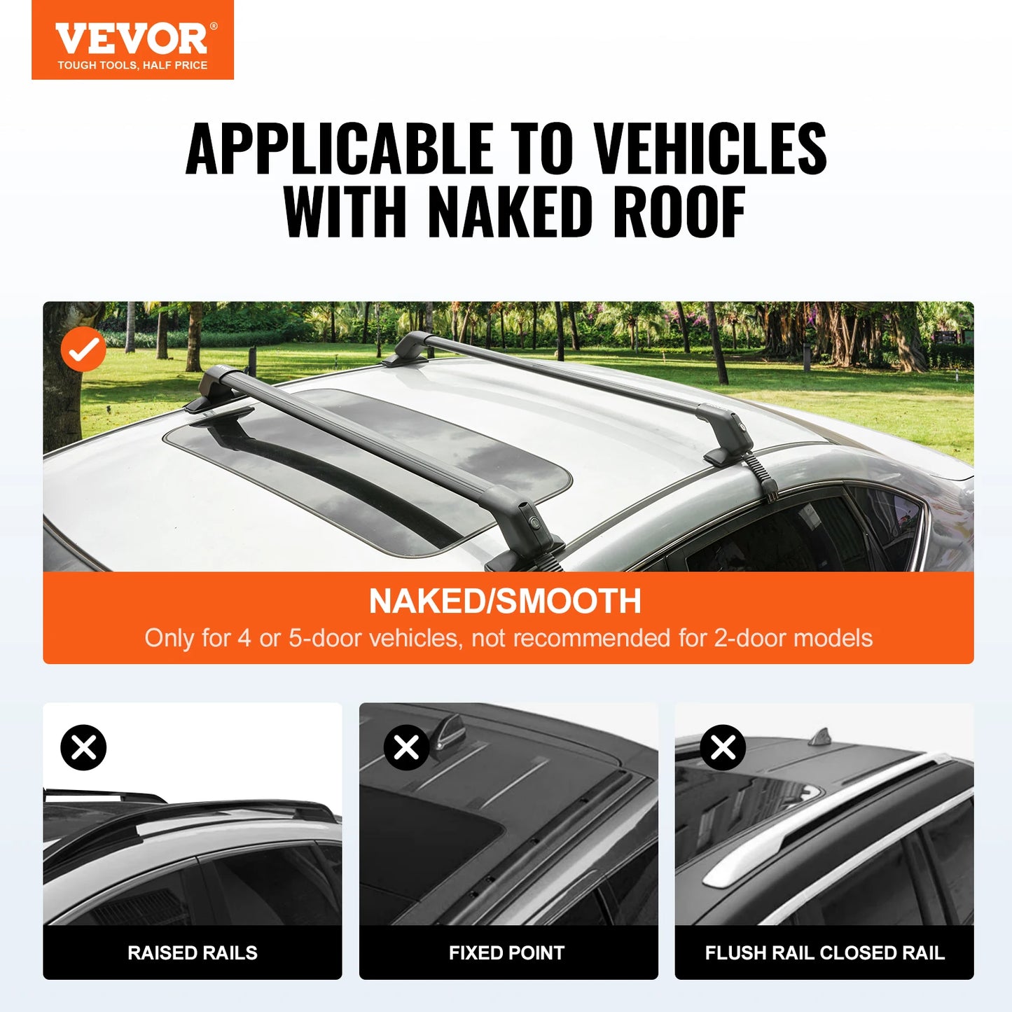 SucceBuy 155lbs Universal Roof Rack Cross Bars Aluminum Roof Rack Crossbars Adjustable Roof Crossbars with Lock for SUV & Vans