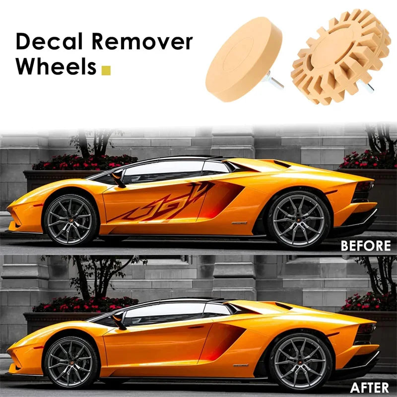 Auto Decal Adhesive Remover 4/3.5 Inch Rubber Eraser Wheel for Drill Car Sticker Remover with Scraper Graphics Glue Vinyl Eraser
