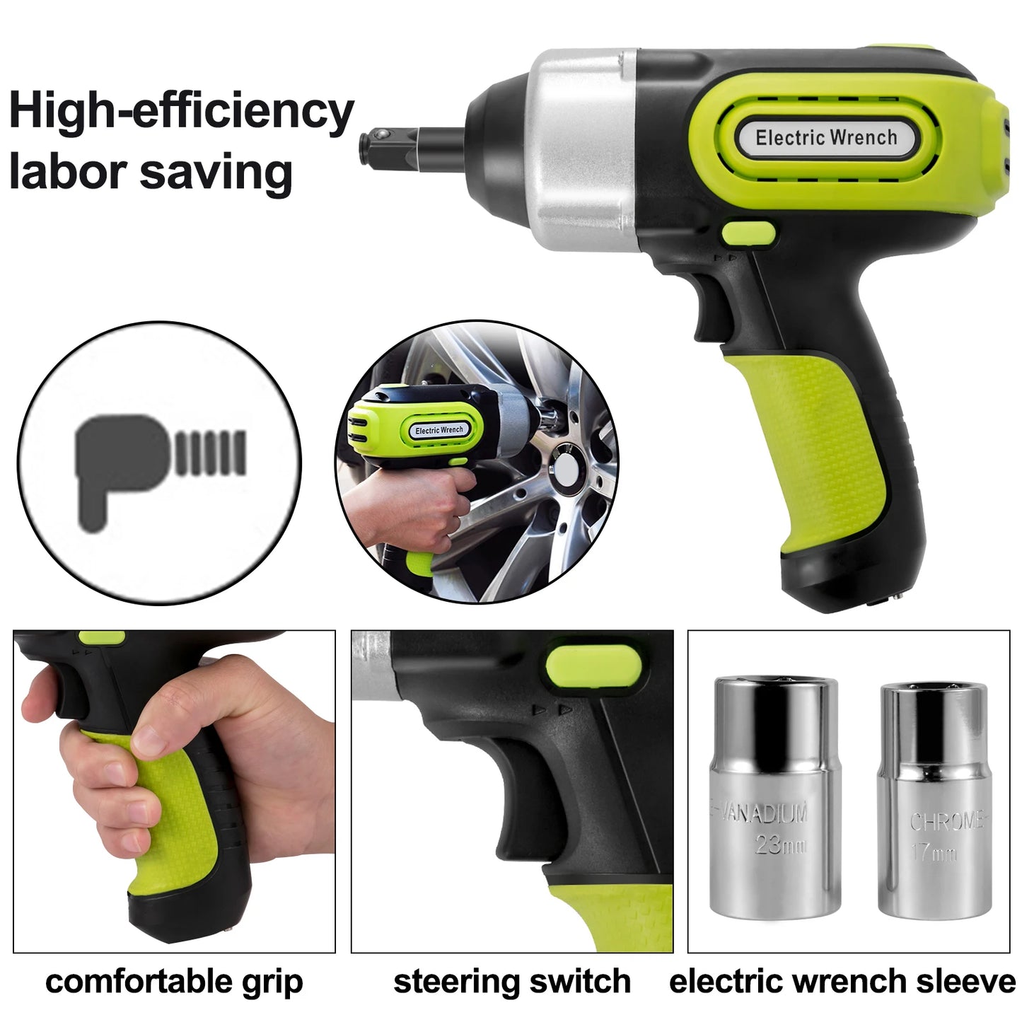 SucceBuy 5 Ton 12V Electric Car Jack Kit + Impact Wrench Light Portable Hydraulic Jack 13.5-36 CM Tire Lifting Car Repair Tool