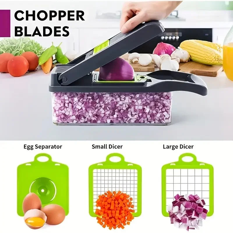 Multifunctional 5-in-1 Vegetable Chopper – Cutter, Dicer, Slicer, Mandoline & Onion Chopper for Vegetables, Easy to Clean