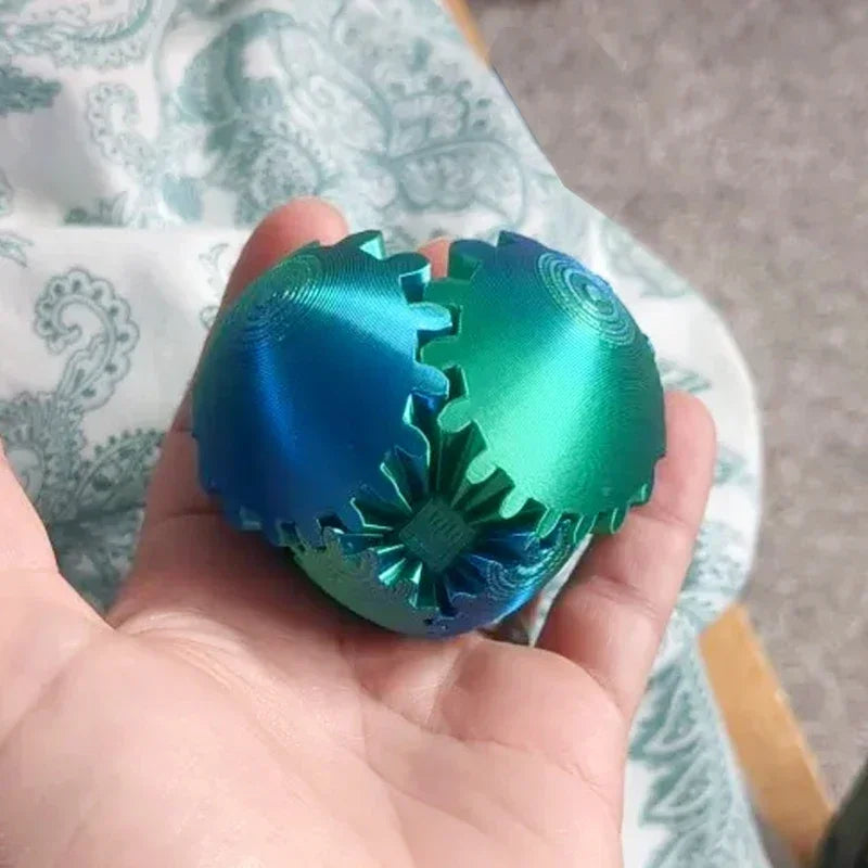 3D Printed Gear Ball Fidget Toys Spin Ball or Cube Stress Relief Desk Toy Anxiety Relax Activity for Kids Adults Gifts