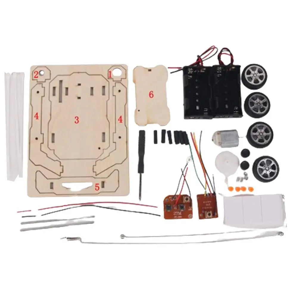 DIY Remote Control Racing Car Model Technology Handmade Materials Children's Science Experiment Set Wooden Plastic