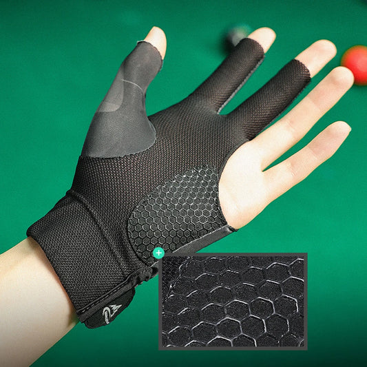Open Finger Billiard Gloves Breathable Polyester Snooker Sport Glove Adjustable Sticker Smooth Soft Lightweight Amateur Training
