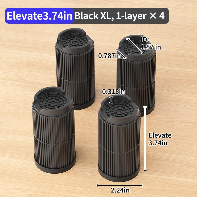 Multi-Purpose Round Furniture Risers | Non-Slip, Quiet & Moisture-Proof Height Extenders for Beds, Sofas, Tables