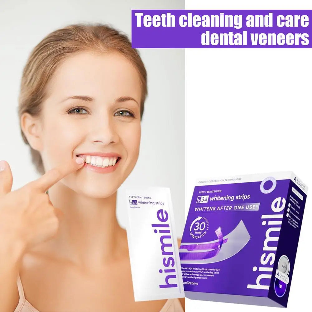 Hismile Teeth Whitening Strips Remove Plaque Stains Brighten Teeth Reduce Sensitivity 30 Mins Quick Dental Oral Care Stickers