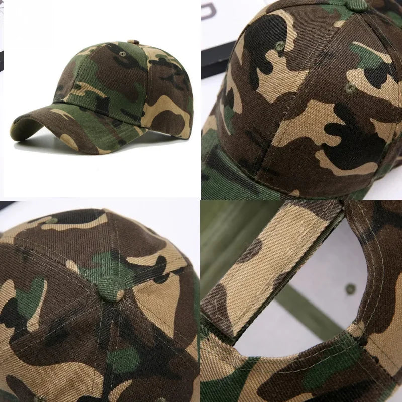 Men Women Camouflage Printed Armygreen Baseball Caps Jungle Anti-UV Sunhat Outdoor Unisex Sports Adjustable Snapback Hat Visors