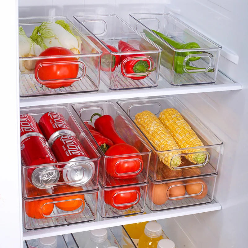 Transparent Refrigerator Storage Box Vegetable Fruit Organizer Fridge Clear Container for Kitchen Food Drinks Storage 2030