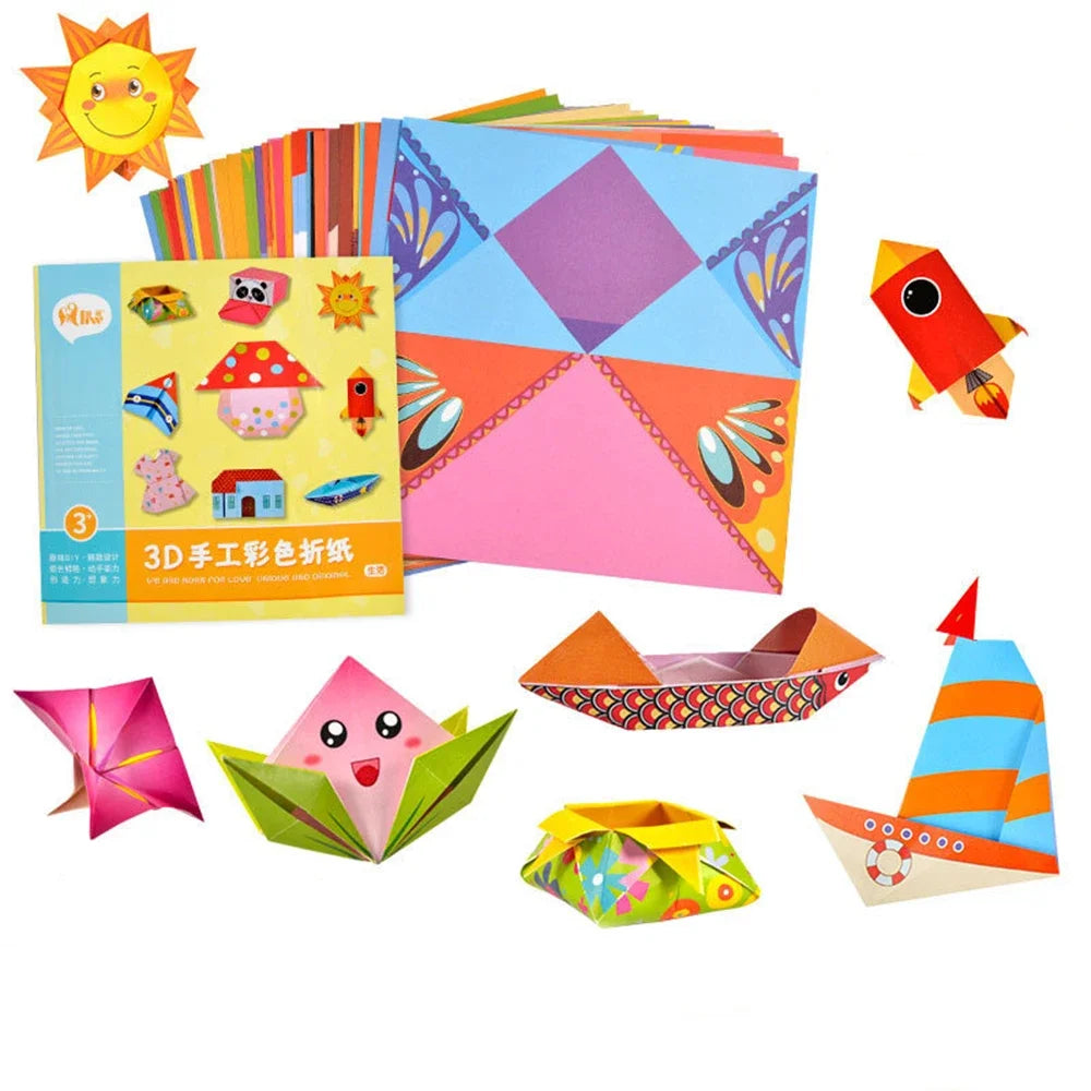 54/108Pcs Montessori Toys Cartoon Animal Origami Paper DIY Kids Craft Toy Handcraft Parper Art Educational Toy for Children Gift