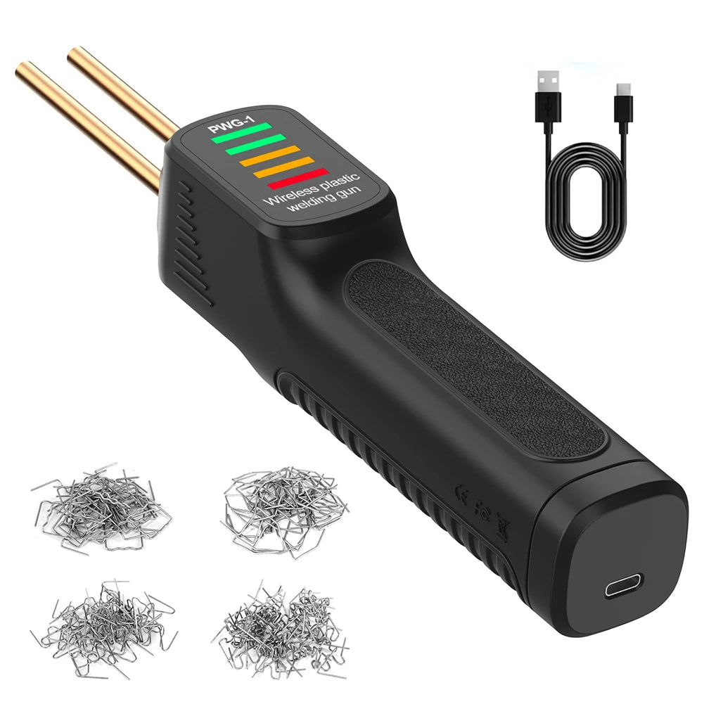300W Plastic Welder Gun with 200 Hot Staples PVC Welding Kit Car Bumper Repair Multi Functional Tool