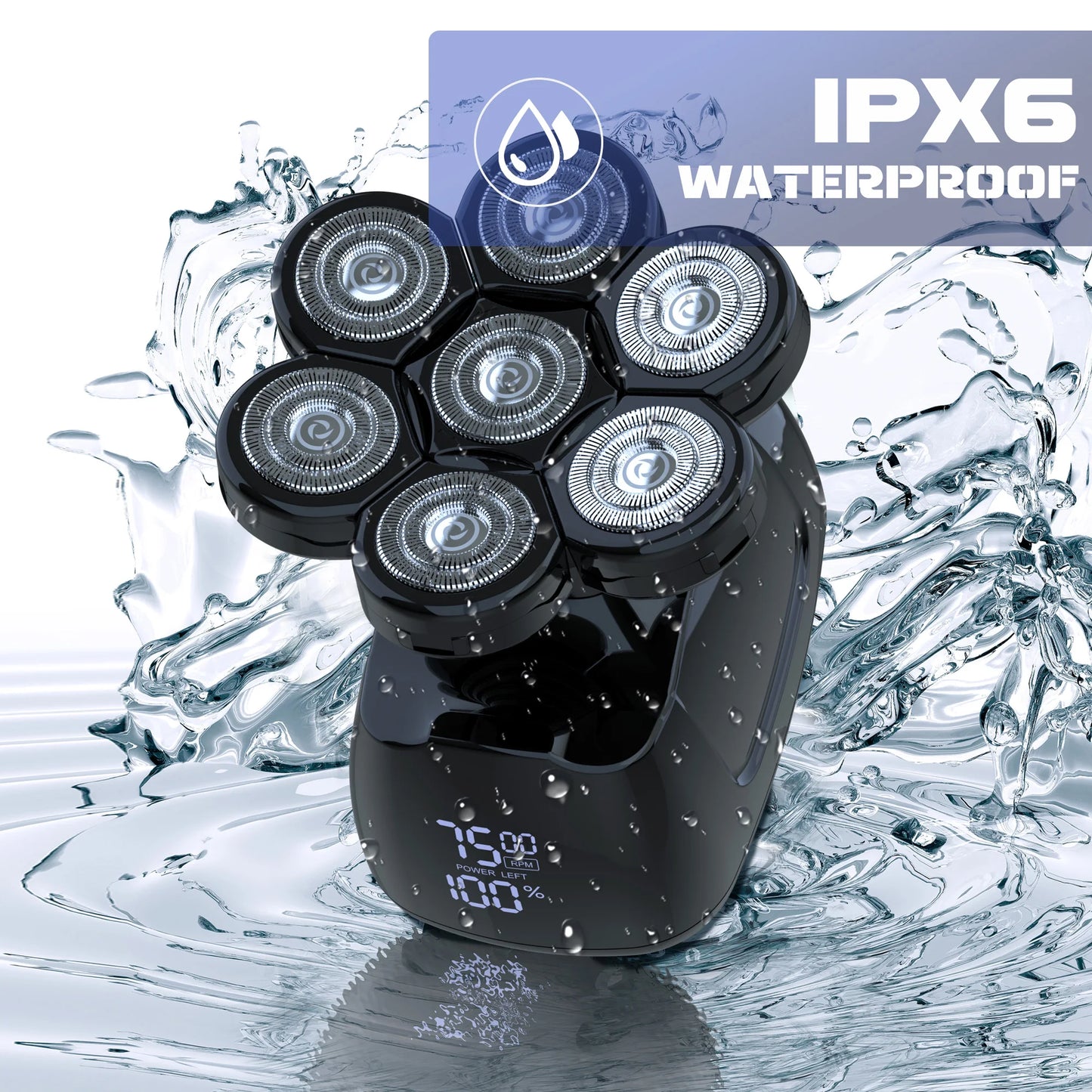 Head shavers for Bald Men 5-in-1 Men's Grooming Kit, 7D Rotary Electric Head Shaver, IPX6 Waterproof Wet/Dry  Wireless Rechargeable