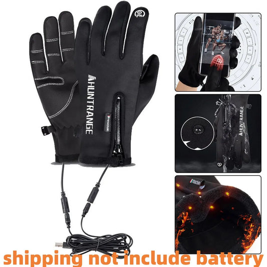 USB Touch Screen Gloves Heated Motorcycle Gloves Winter Ski Gloves for Cycling Running Driving Hiking Walking (NO Battery）
