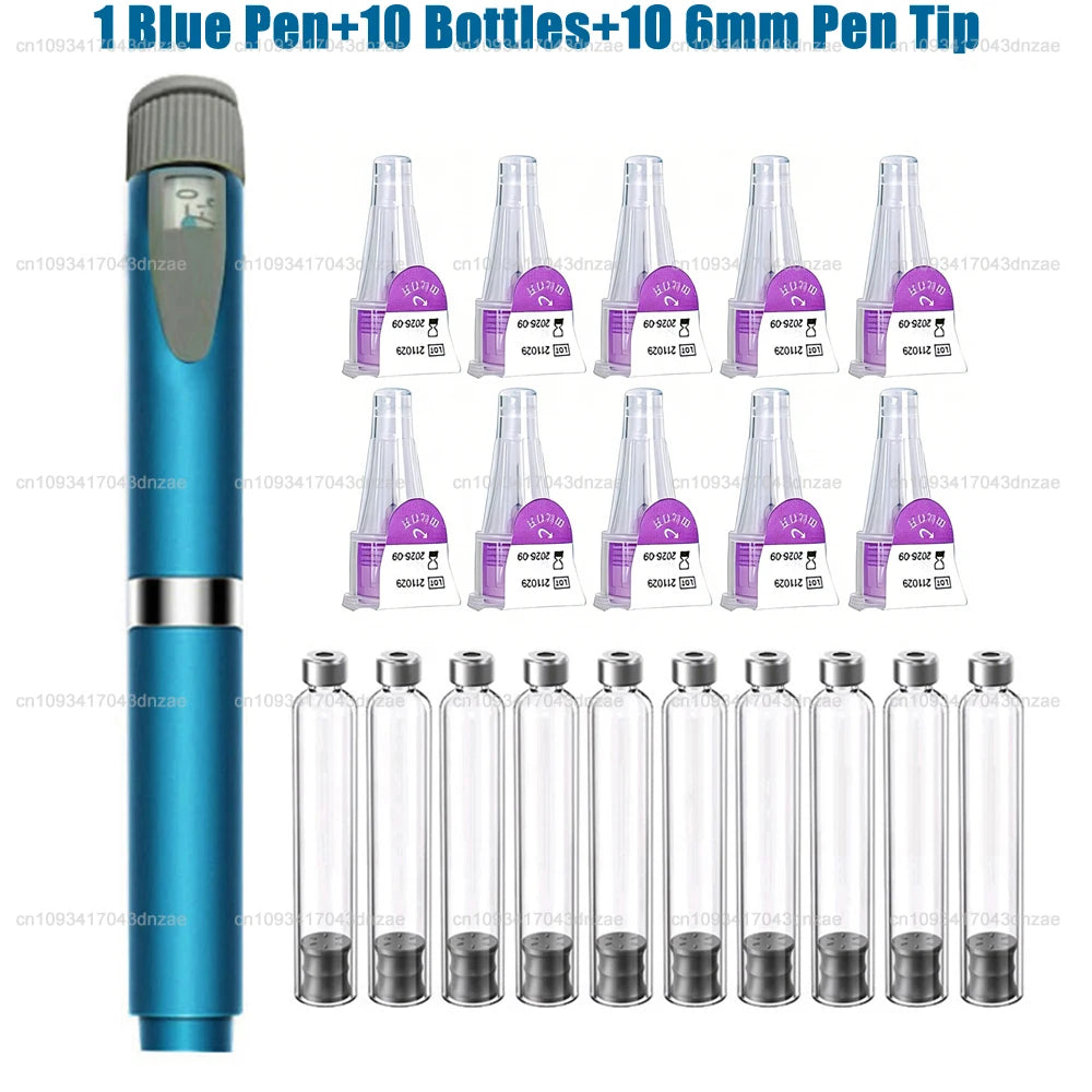 Reusable Injection Pen Magic Pen Kit+3ml Sterile Cassette Bottle Cartridges+32/31G 4/6/8mm Disposable Pen Tip for Lilly Insulin