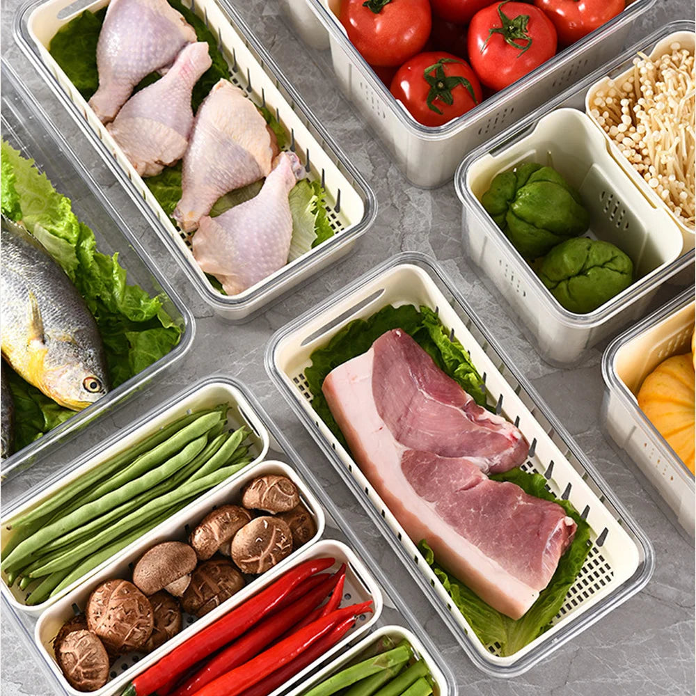2/4pcs Fridge Organiser Refrigerator Storage Box Food Container Kitchen Drawer Free