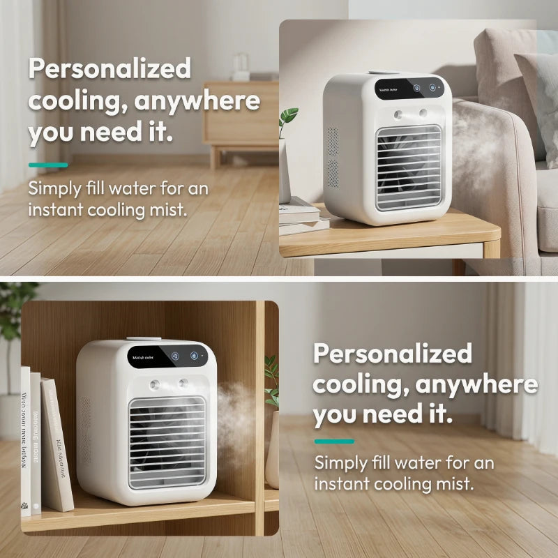 Personal Portable Air Conditioner Fan 3 in 1 Small Air Cooler Humidifier Cooling Fan for Home Office Desk