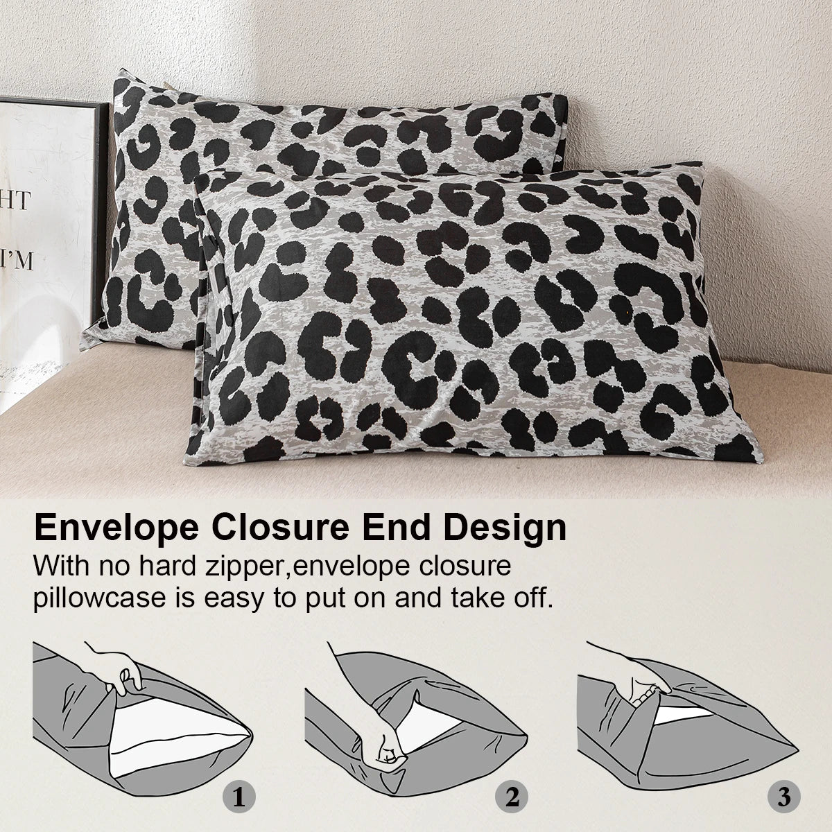 3pcs Leopard Print Duvet Cover Set, Soft Skin-Friendly Bedding Set Includes 1 Duvet Cover And 2 Pillowcases