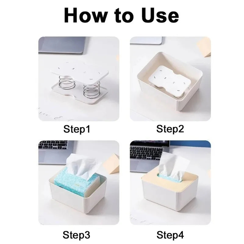 Automatic Tissue Box Tissue Dispenser Spring Tissue Holder Lifting Tissue Box Wet Tissue Box Double Spring Lifting Bracket