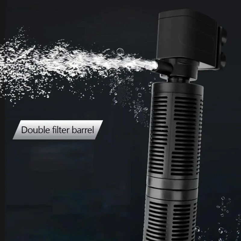 Mini Internal Filter for Small Turtle Tank & Fish Tank, Rainfall 3-in-1 Ultra-Quiet Oxygen Pump Aquarium Filter
