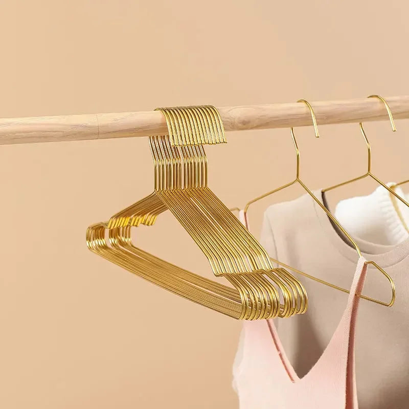 10PCS Stainless Steel Coat Hangers,Household Soild Metal Clothes Hanger for Adults Children Pet,Non-slip  Closet Organizer Rack
