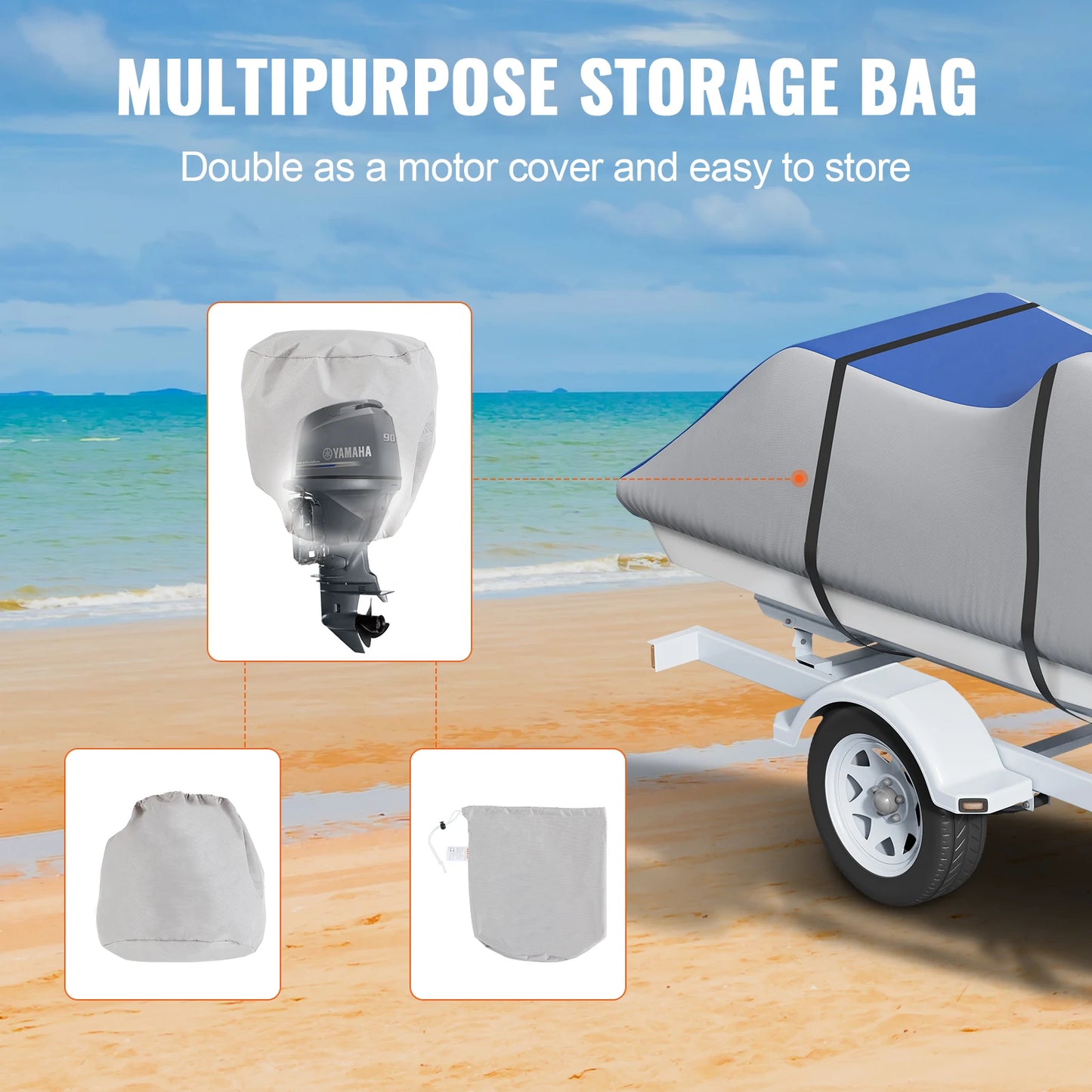 SucceBuy Jet Ski Cover 126"-135" Trailerable PWC Cover Heavy-duty 600D Marine Grade PU Oxford Fabric Watercraft Cover Waterproof