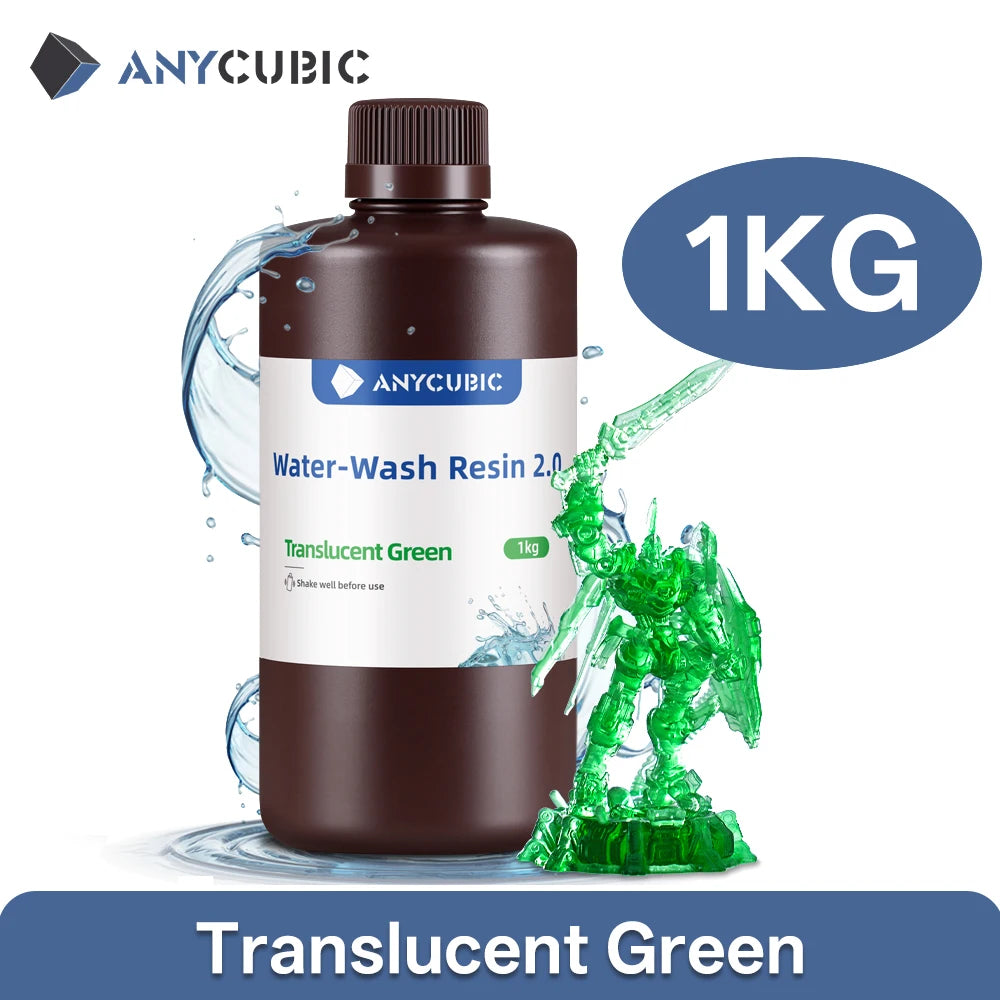 Anycubic Water Wash Resin Water Washable High Precision Low Odor Low Viscosity Support 3 Ways Washing For LCD 3D Printer Resin