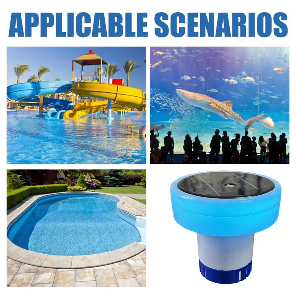Solar Pool Ionizer Light Up Chlorine Holder 7 Colors Pool Water Clarifier Adjustable Chemical Delivery for Pool Spa Hot Tub