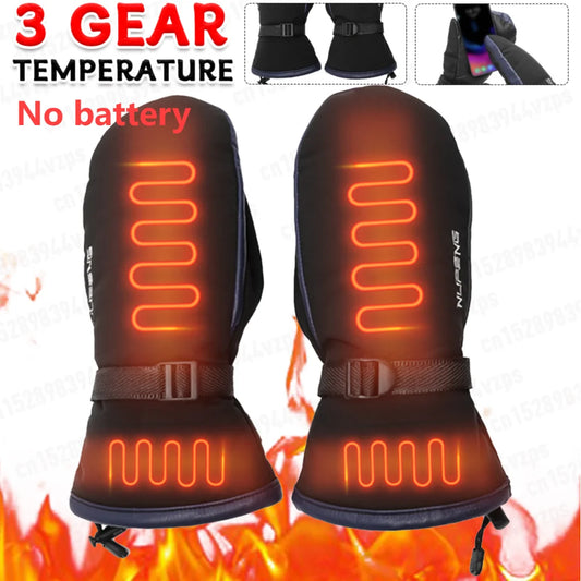 Electric Heating Gloves USB Charging Snowboard Gloves Cold-Proof 3 Gear Temperature for Climbing Hiking Cycling （No battery）