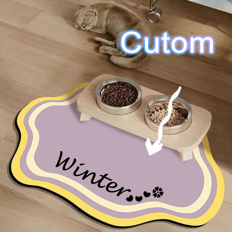  Custom Pet Feeding Mat Cute Shape Dog Diatom Mud Floor Mat Non-Slip Waterproof Home Decoration Dog Feeding Pad