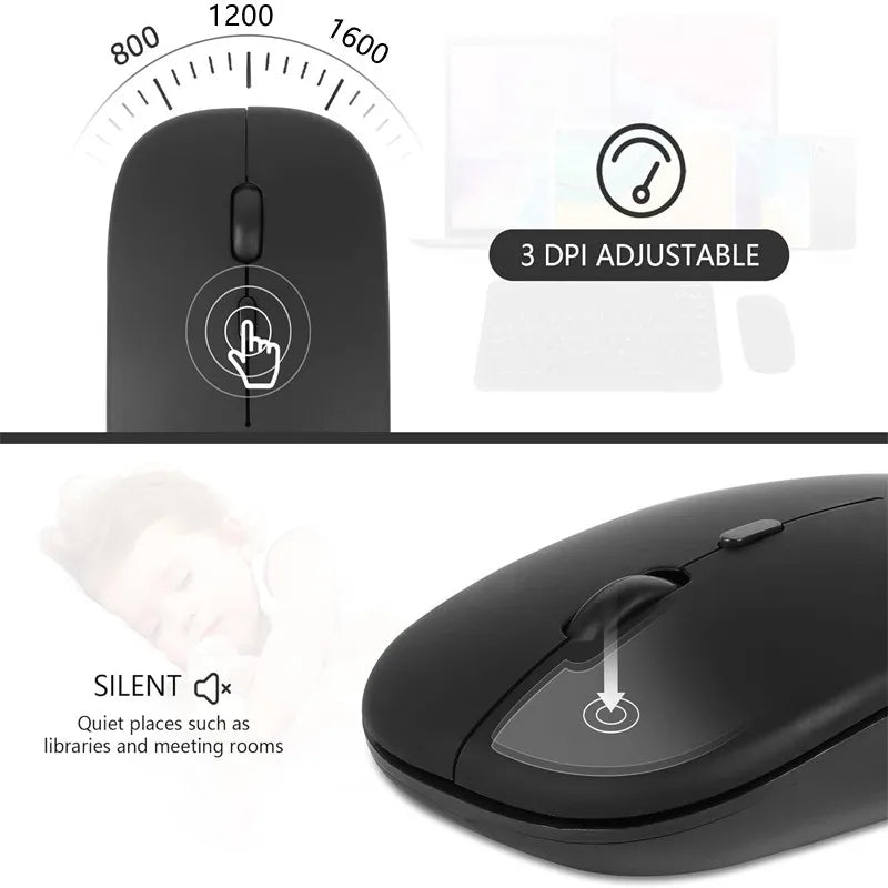 Silent Bluetooth-compatible Mouse Computer Laptop Optical Mouse Wireless for iPad Samsung Tablet Universal Mice Noiseless Gaming