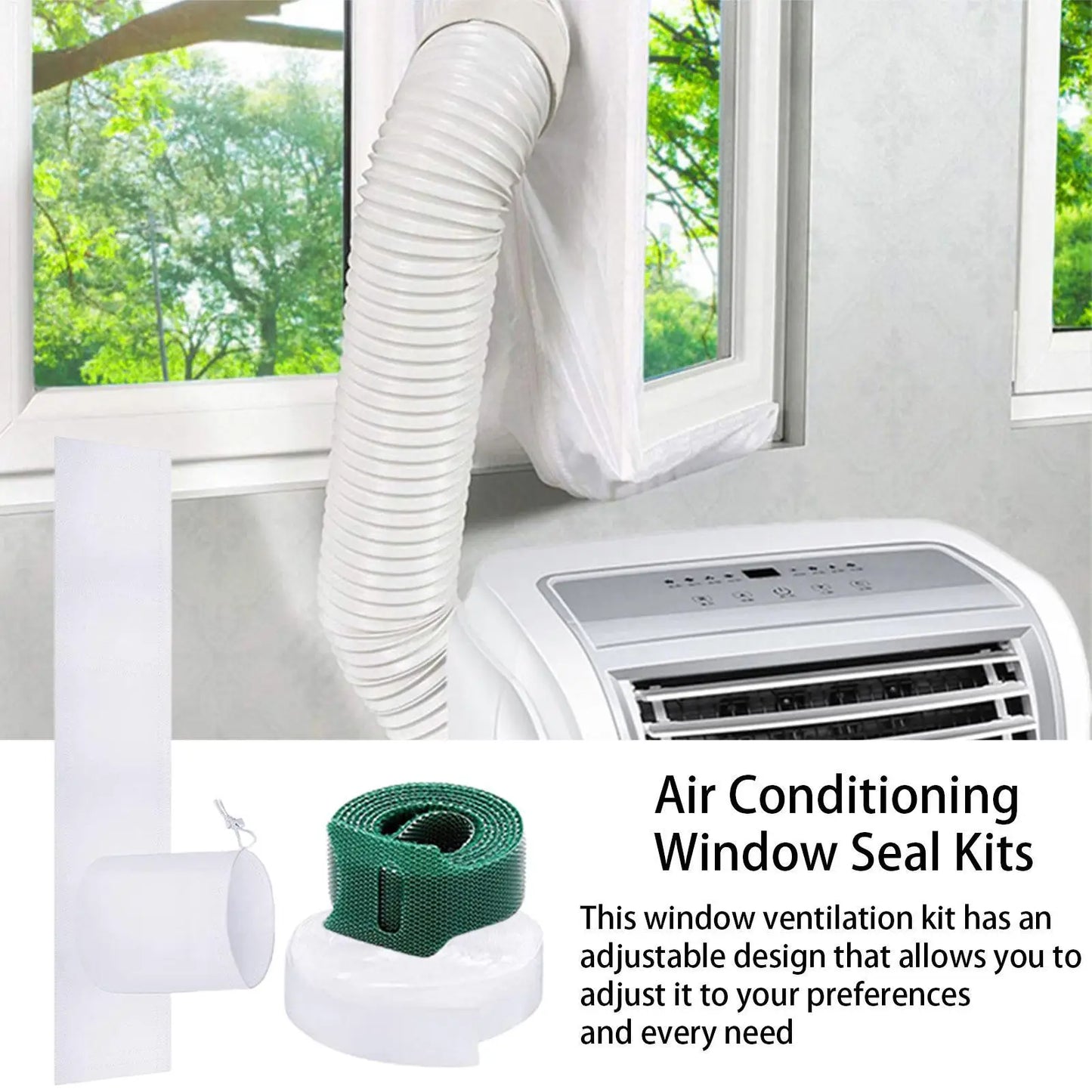 Portable Air Conditioner Window Seals Hot Air Stop Universal Mobile Air Conditioner Outlet Window Sealing Kit Flexible Cloth