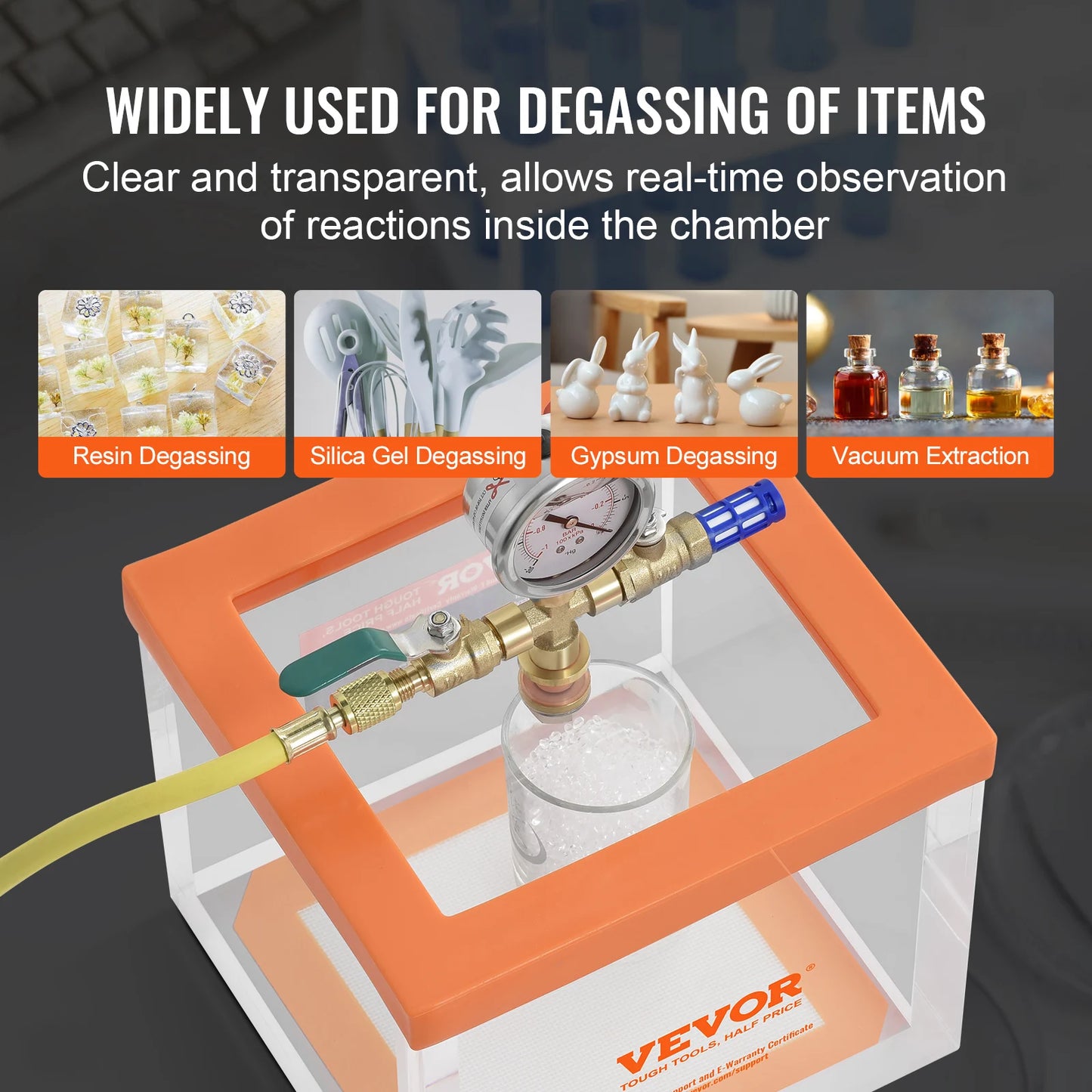 SucceBuy 2 Gallon Vacuum Chamber Upgraded Multipurpose Acrylic for Resin Silica Degassing Gel Gypsum Degassing Vacuum Extraction